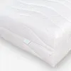 A close-up view of a white mattress with a textured surface and a zipper. Produktbild-Vorschau