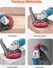 Collage of four images showing an angle grinder dust shroud being used on different materials: wood board, concrete surface, stone sanding, and wall surface. Voir les images du produit