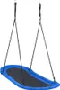 A blue and black nest swing is suspended by ropes against a white background. Náhled obrázku produktu