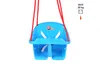 A blue plastic baby swing hanging from red ropes against a white background. Náhľad obrázku produktu