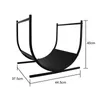 A black metal firewood rack with dimensions indicated. Produktbild-Vorschau