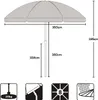 Diagram of a parasol with dimensions and icons indicating features. Produktbild-Vorschau