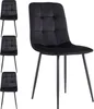 Four black dining chairs are shown against a white background. One chair is in the foreground, angled slightly, while the other three are arranged behind it and to the left, appearing smaller. Náhľad obrázku produktu