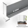 A close-up of a gray baseboard molding with dimensions indicated, and a small inset image showing the molding installed in a room corner. Produktbild-Vorschau