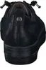 The back view of a black leather shoe with a thick sole. Produktbild-Vorschau