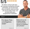 A collage of customer reviews and a man posing. Produktbild-Vorschau