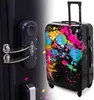 A collage showing a close-up of a suitcase lock and a colorful suitcase. Náhled obrázku produktu