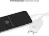 A smartphone is plugged into a white USB power adapter, which is plugged into a wall socket. Produktbild-Vorschau