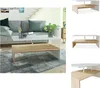 A living room scene with a couch and coffee table, and separate product shots of the coffee table.