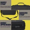Collage of product images highlighting features of a black storage bag. Produktbild-Vorschau