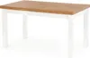 A rectangular dining table with a wooden top and white legs, presented against a white background. Produktbild-Vorschau