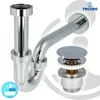 tecuro Siphon extra lang mit Pop Up Ablaufventil verchromt Produktbild-Vorschau 2