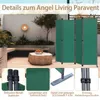 An outdoor patio scene with a modern seating area and a green folding screen divider. Produktbild-Vorschau