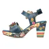 Laura Vita Damen Sandalette Leder Blüte Blockabsatz Produktbild-Vorschau 3