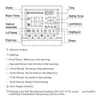 Diagram showing a digital thermostat with labels and explanations of its functions and symbols. Produktbild-Vorschau