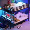 Stapelbed met bureau en LED-verlichting, stevig ijzeren Productafbeelding-voorbeeld 5