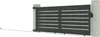 A sliding gate with horizontal slats, mounted between two concrete posts. Produktbild-Vorschau
