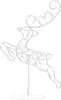 A white, glittery reindeer decoration on a white stand against a white background. Voir les images du produit