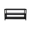 A black, three-tiered shelf unit against a white background. Podgląd zdjęcia produktu