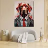 Hund im Anzug Pop Art Red Leinwandbild Wandbild Kunstdruck Produktbild-Vorschau 3