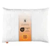 A white quilted pillow with a product tag attached. Náhled obrázku produktu