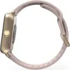 A side view of a smartwatch with a gold casing and a pink strap, shown against a white background. Náhled obrázku produktu