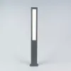 A single, modern, gray bollard light with a white LED light strip is shown against a plain, light gray background. Anteprima dell’immagine prodotto