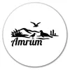 Huuraa Aufkleber Amrum Strandmotiv 10cm rund Sticker Produktbild-Vorschau 1