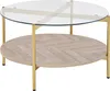 BELIANI Couchtisch Gold / Hellbraun mit Glasplatte aus Produktbild-Vorschau 1