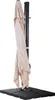 A closed patio umbrella with a beige canopy is standing upright on a black base. Anteprima dell’immagine prodotto