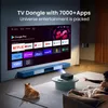 A couple and a dog are in a living room, watching a projector screen displaying various apps. Náhled obrázku produktu