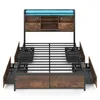 COSTWAY Rama łóżka 200 x 140 cm, łóżko z diodami LED, Podgląd zdjęcia produktu 1