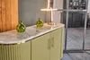 KAWOLA Sideboard MARIA Marmorplatte Kunstleder olivgrün Produktbild-Vorschau 3
