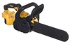 A yellow and black cordless chainsaw is shown against a white background. Voir les images du produit