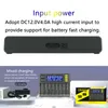 A product image showing a battery charger and its power adapter, with marketing text highlighting its features. Produktbild-Vorschau
