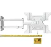 A white TV wall mount is shown against a white background, with a measuring tape placed below it. Produktbild-Vorschau