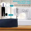 A sewing machine is shown with graphics illustrating its use for sewing cuffs and trouser legs. Produktbild-Vorschau