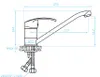 A technical drawing of a kitchen faucet with dimensions indicated. Anteprima dell’immagine prodotto
