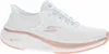 A side view of a white Skechers women's athletic shoe with pink and rose gold accents. Podgląd zdjęcia produktu