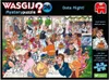 A cartoon illustration of a busy restaurant scene with many people dining and being served. Náhled obrázku produktu