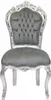 Barockstuhl Barock Stuhl Grau Silber Stoff Esszimmer Produktbild-Vorschau 1