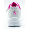 The back view of a white and pink child's sneaker. Voir les images du produit