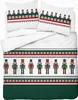 A Christmas-themed bedding set with nutcracker designs.