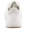 The back view of a white SKECHERS sneaker with a gray heel accent and a brown sole. Produktbild-Vorschau