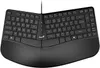 A black ergonomic keyboard is shown from a top-down perspective against a white background. Podgląd zdjęcia produktu