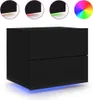 vidaXL Comodini a parete con luci LED 2 pz. nero Anteprima dell’immagine prodotto 4