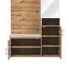 A hallway furniture set with a mirror, bench, and storage compartments. Produktbild-Vorschau