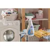 A laundry room setting with a washing machine, shelves, and laundry items. Produktbild-Vorschau