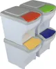 A stack of four white trash cans with colored lids for sorting waste. Produktbild-Vorschau
