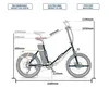 A diagram showing the dimensions of an electric bike. Produktbild-Vorschau